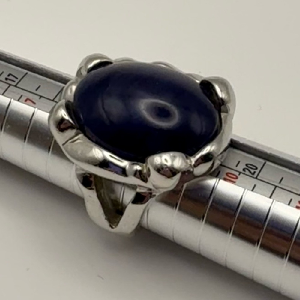 Lia Sophia Silver Ring with Deep Blue Stone